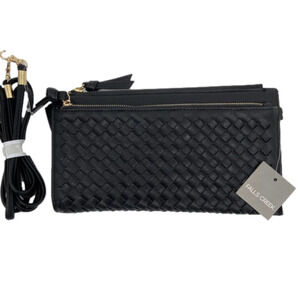 New Falls Creek Woven Crossbody Small Handbag Zip Top Credit Card Slots Black